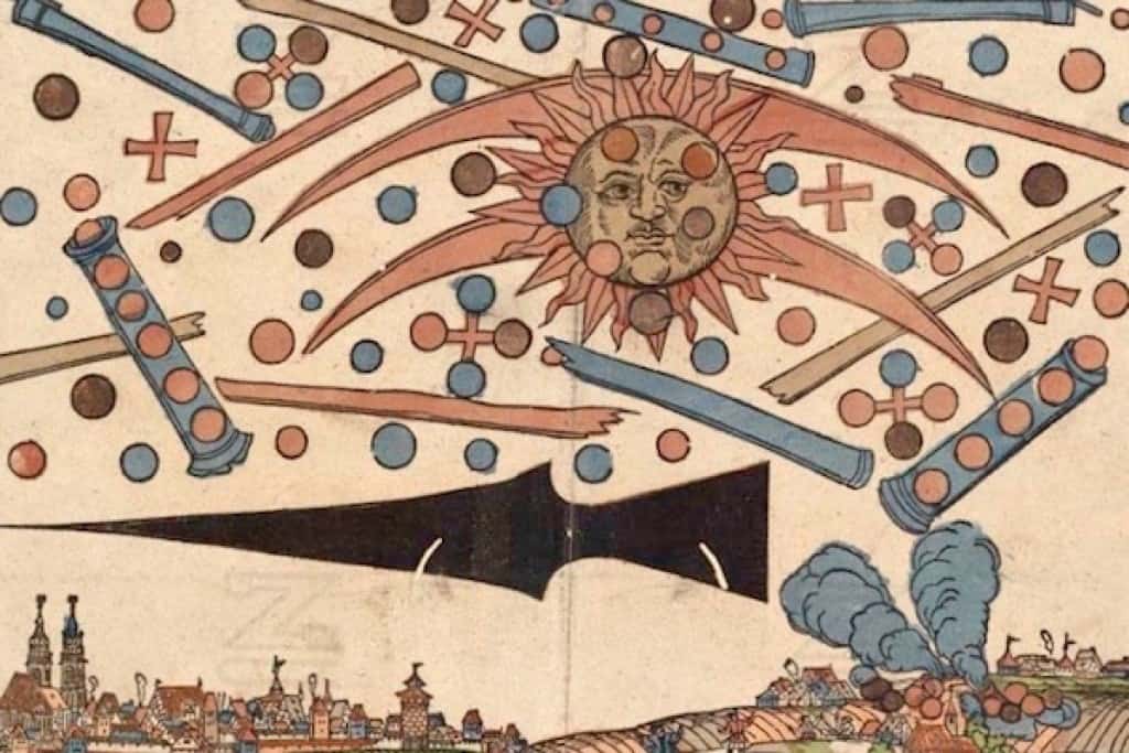 Nuremberg UFO Woodcut Illustration of 1561