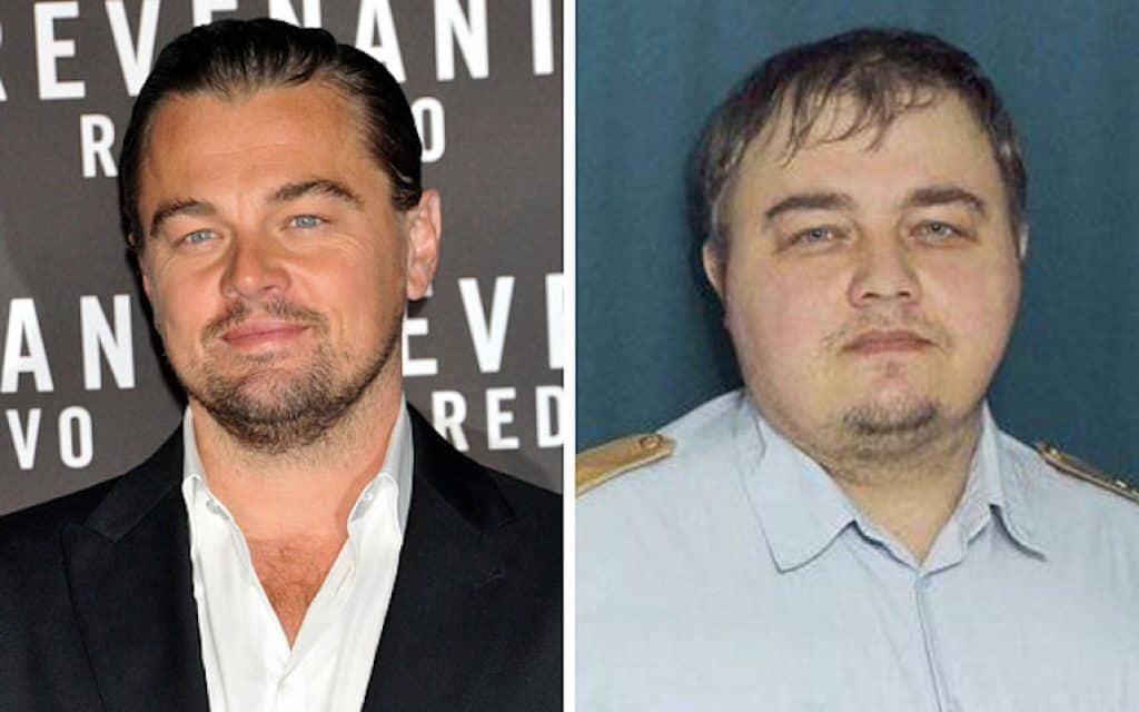Actor Leonard DiCaprio and his Doppelgänger from Russia. Photo: AP