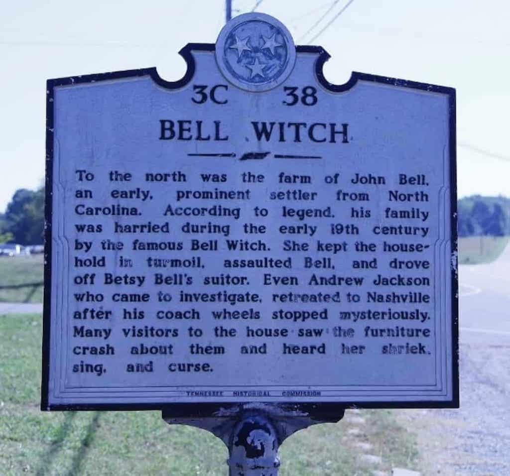 A modern marker near the Bell Witch site.