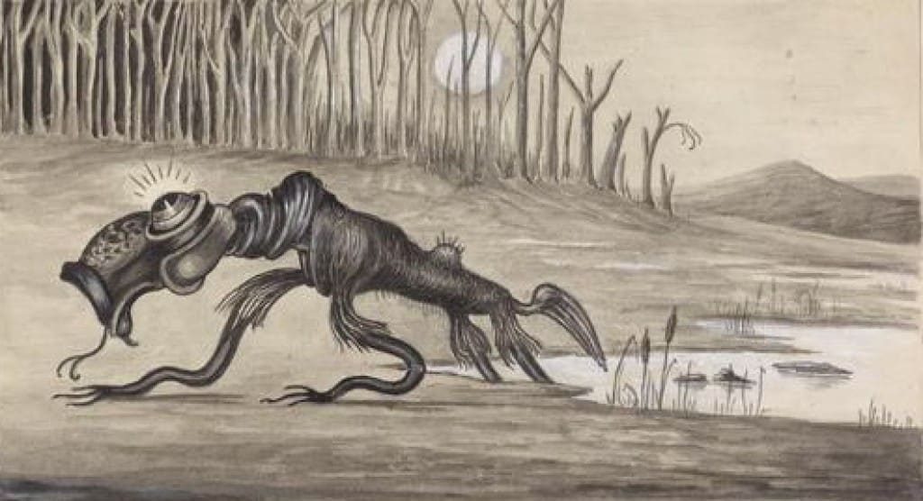 An unknown artist depiction of the Bunyip (1935).